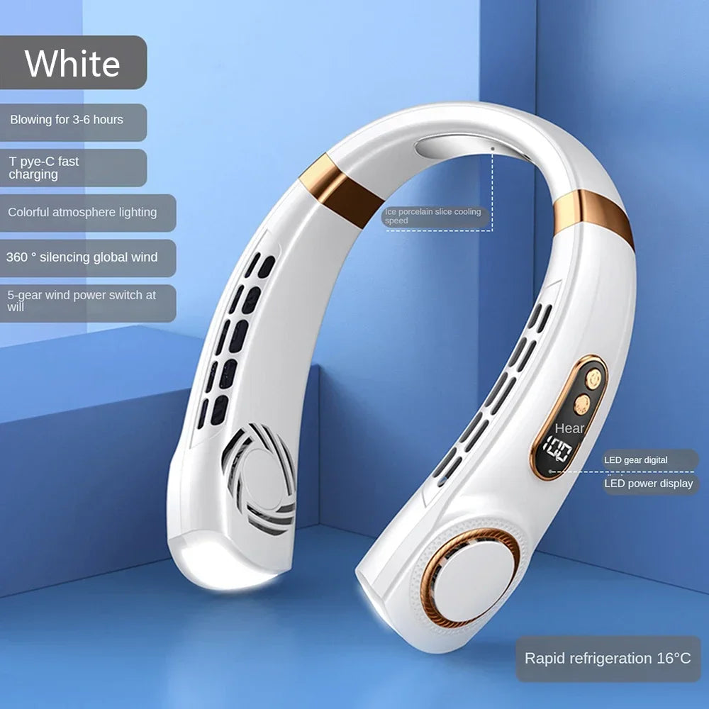 Natrova® 2025 Mini Bladeless Neck Fan – Portable & Rechargeable
